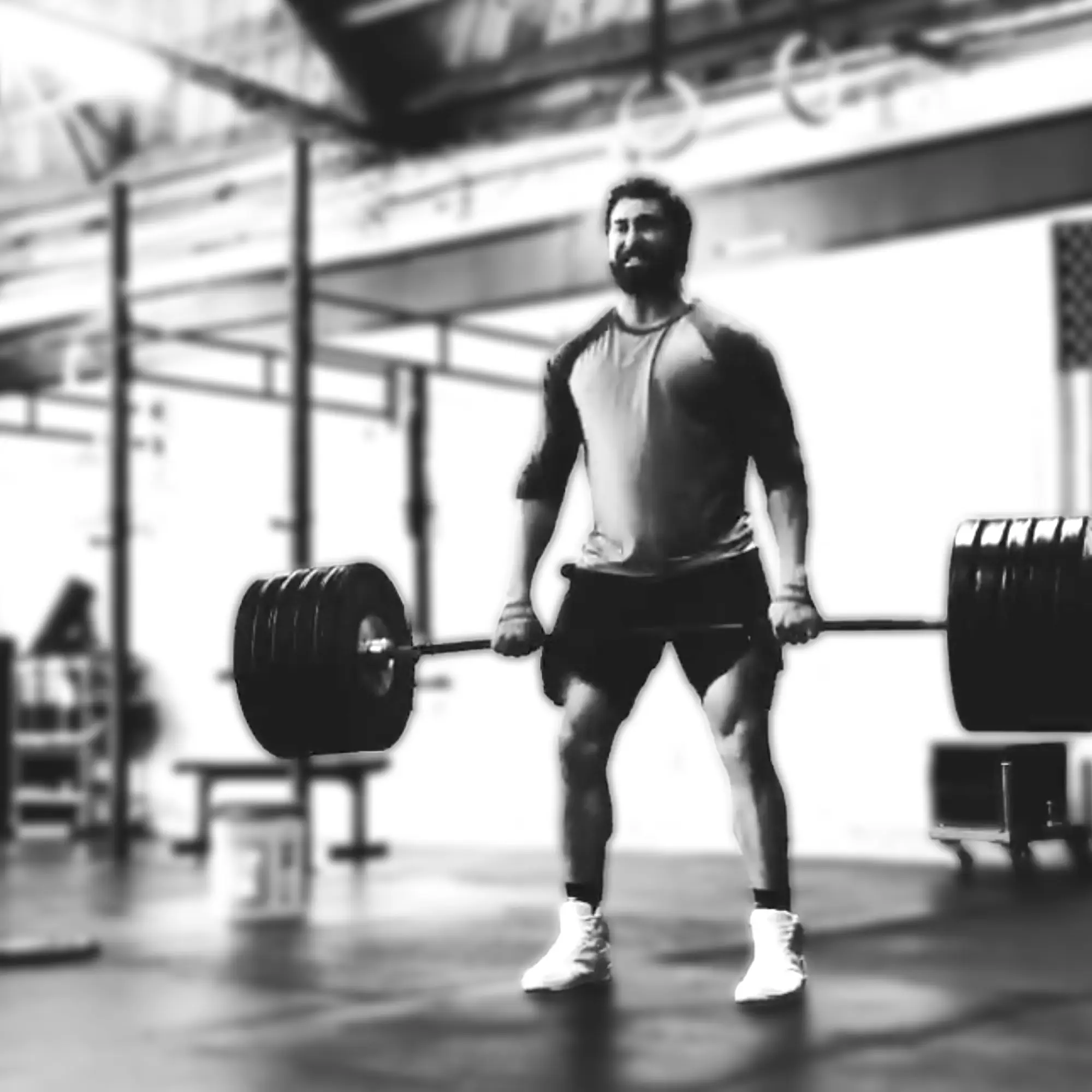 LaPlant Fitness Personal Training Studio Personal trainer Nick LaPlant performing a heavy barbell deadlift in his private training facility in Marin, CA.