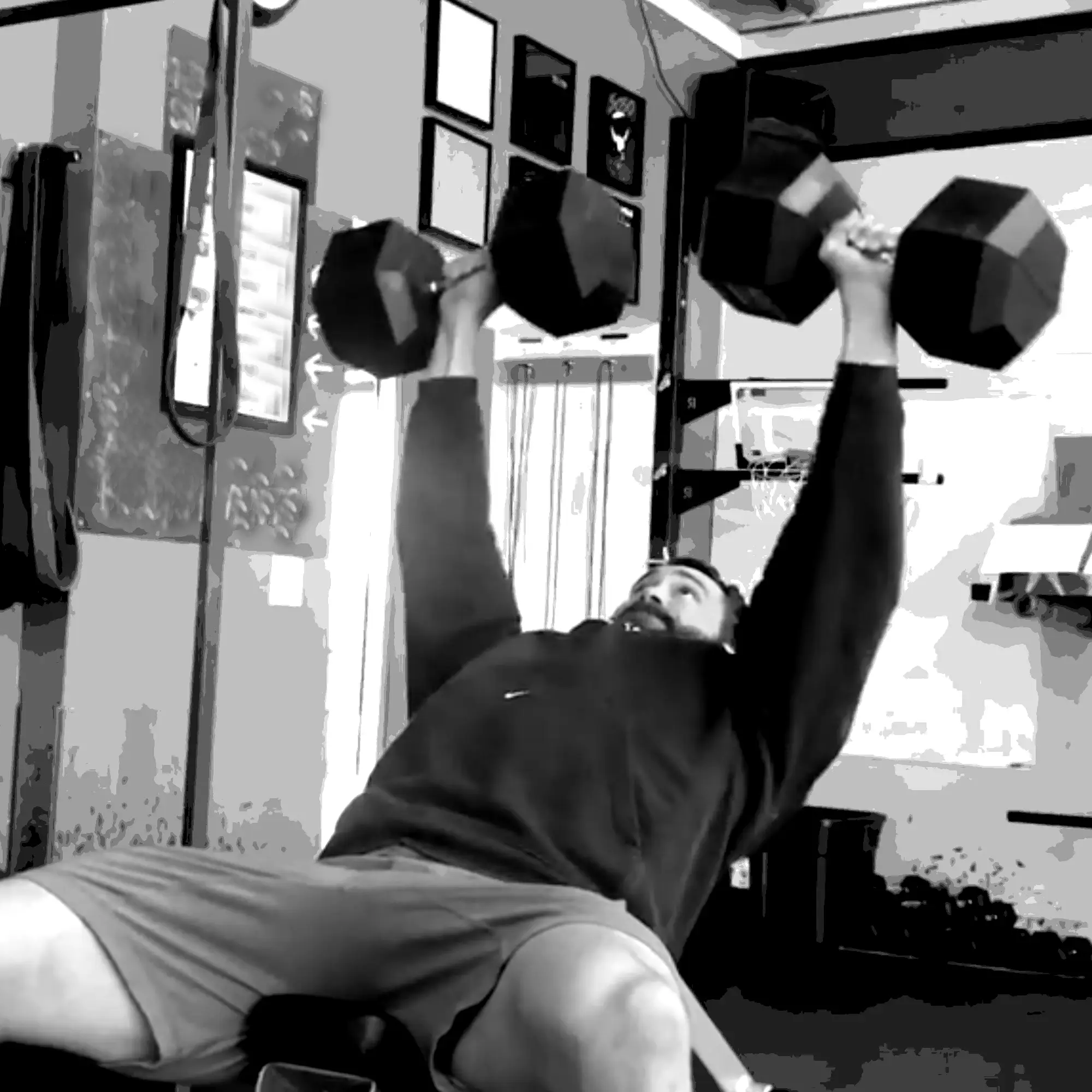 LaPlant Fitness Personal Training Studio Personal trainer Nick LaPlant performing an incline dumbbell chest press at his private training gym in Marin, CA.
